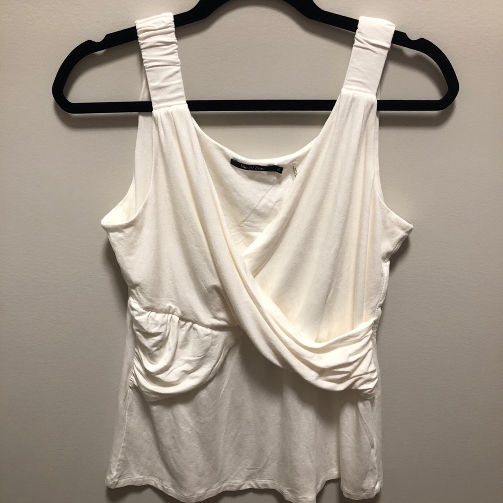 nic & zoe sleeveless blouse crossover front